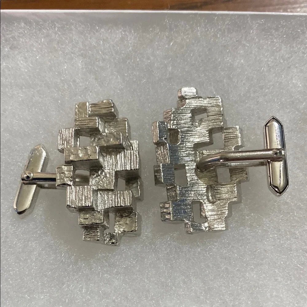 Silver Geometric Cufflinks